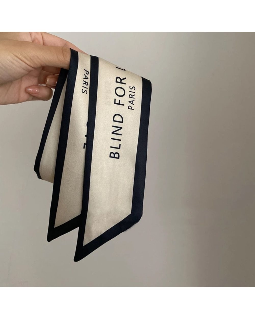 Elegant Women Narrow Long Scarf 100X6cm Chic French Gentle Elegant Chiffon Silk Tie Letter Print Bag Ribbon Headband Ch front-2