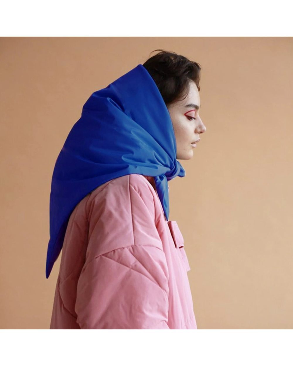 Fashion Top Head Hood Scarf-Hood Winter Scarves Woman Quilted Puffy Headscarf Casual Solid Keep Warm Shawls Windproof H front-1