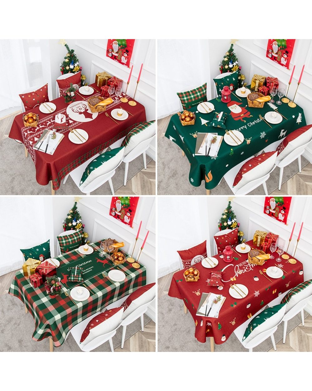 Series Christmas Decor Tablecloth Santa Claus Christmas Tree Print Table Cloth Desk Coffee Table Table Cover Decoration front-0