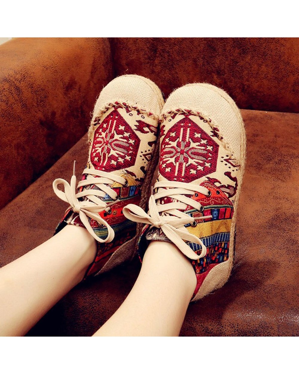Embroider Shoes Women Ankle Boots Flat Autumn Shoes Comfortable Cloth Shoes front-0