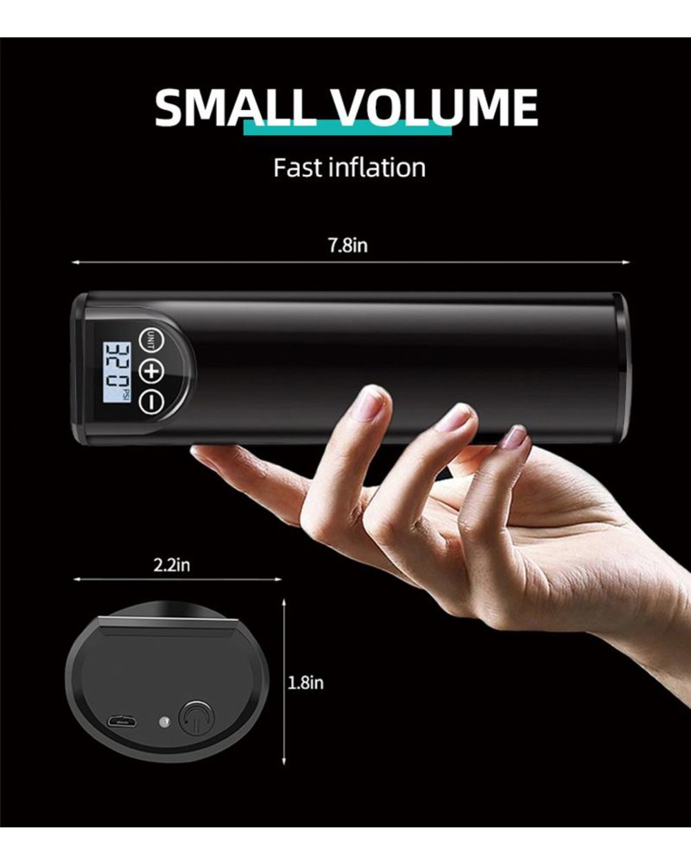 12V 150Psi Auto Car Rechargeable Tire Iator Air Pump Portable Comprr Digital Car Tyre Pump For Car Bicycle Tires Balls front-3