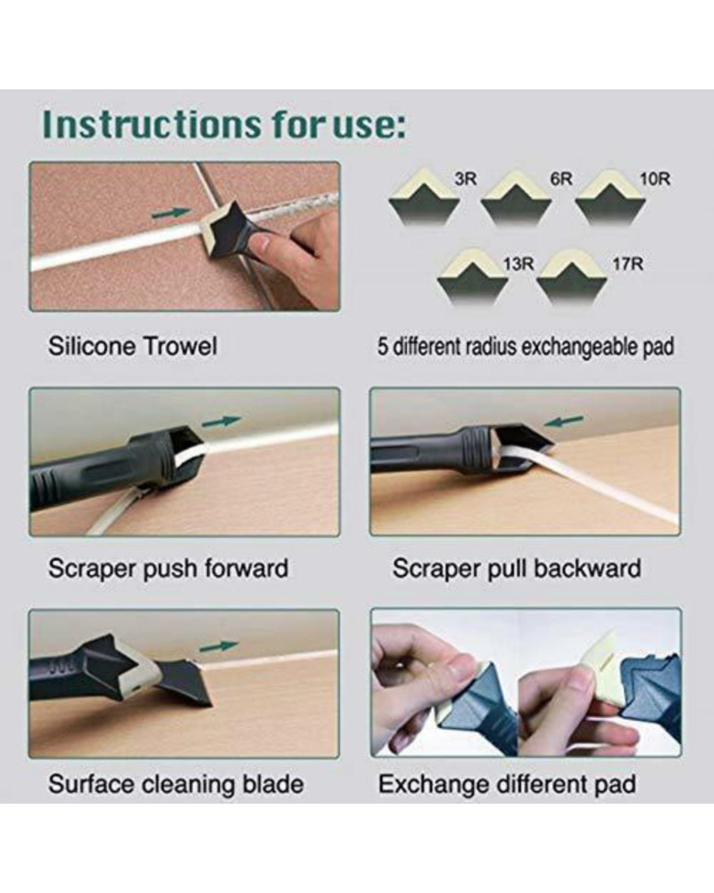 3In1 Silicone Caulking Tools Sealant Remover Tool Kit Glass Angle Glue Shovel Set Scraper Caulking Mould Removal Useful front-5