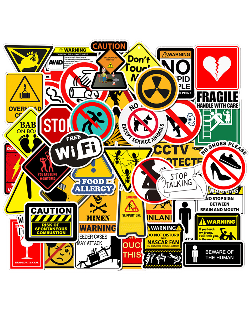 10/30/50PCS Warning Stickers Danger Banning Skateboard Fridge Guitar Laptop Motorcycle Travel Classic Toy Cool Decals front-1