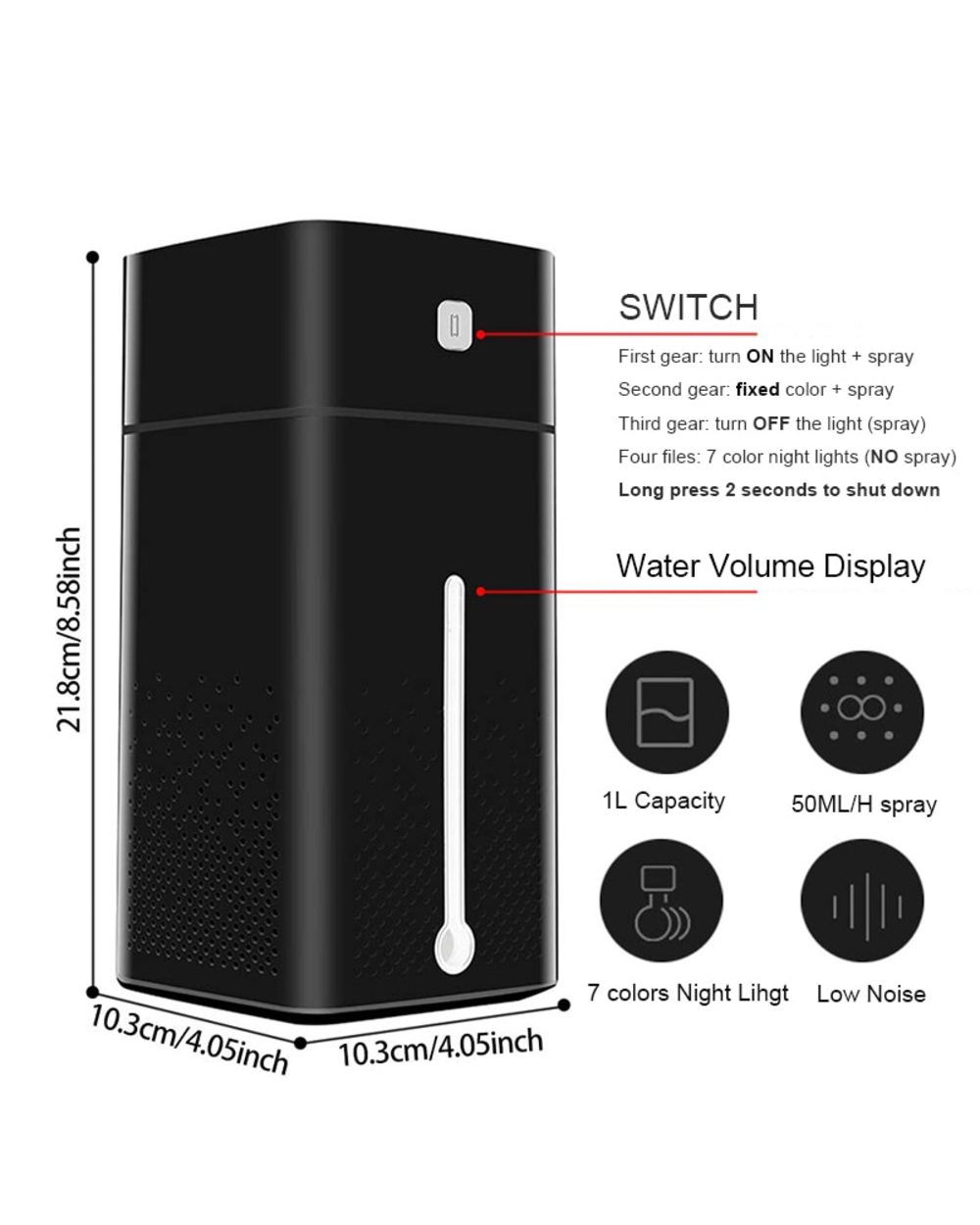 Ultrasonic Air Humidifier Diffuser Cool Mist Maker Home Purifier front-5