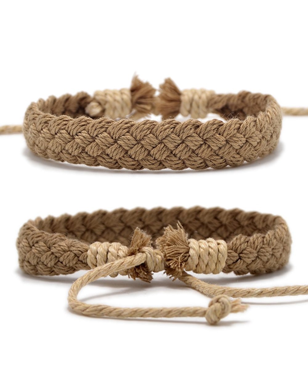 Handmade Vintage Cotton Rope Charm Bracelet for Women Men Brown Adjustable String Bracelet Jewelry front-0