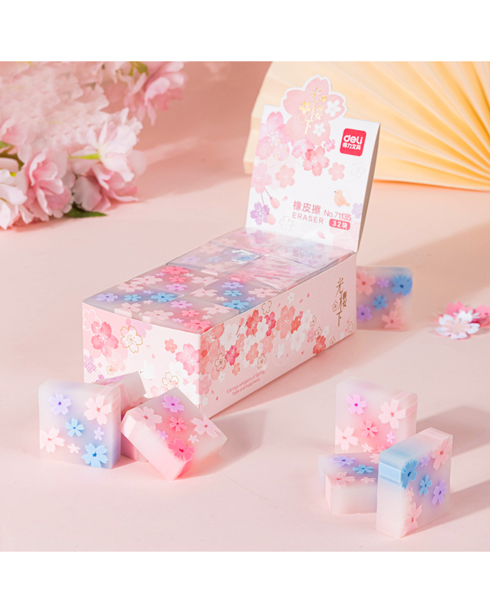 1 Pcs Cute Pink Sakura Eraser Cherry 2B Eraser Material Escolar Kawaii Stationery School Supplies Papelaria Gift For St front-3