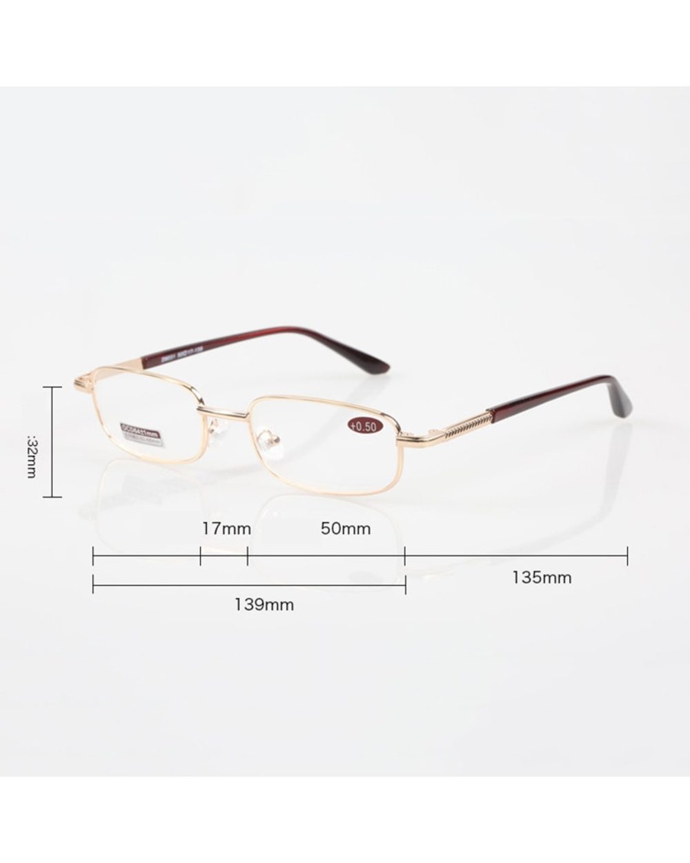 Ahora Men Glass Lens Metal Reading Presbyopia Glasses Anti-Fatigue With 0 +0.5 0.75 1.0 1.25 1.5 1.75 2.0 2.5 2.75 3.0 front-3