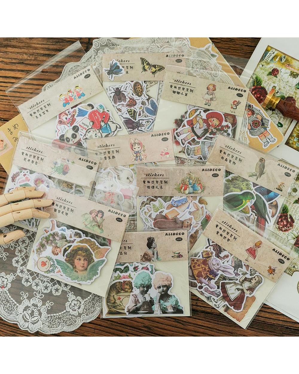 40 Pcs/1Lot Kawaii Stationery Stickers Vintage Alice Dream Diary Planner Junk Journal Decorative Scrapbooking Diy Craft front-4