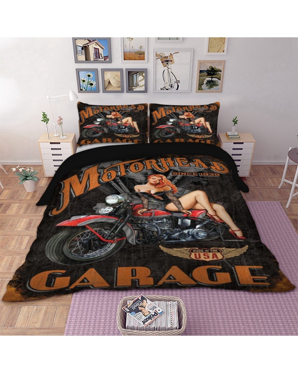 3D Motorcycle Bedding Cover Set front-2