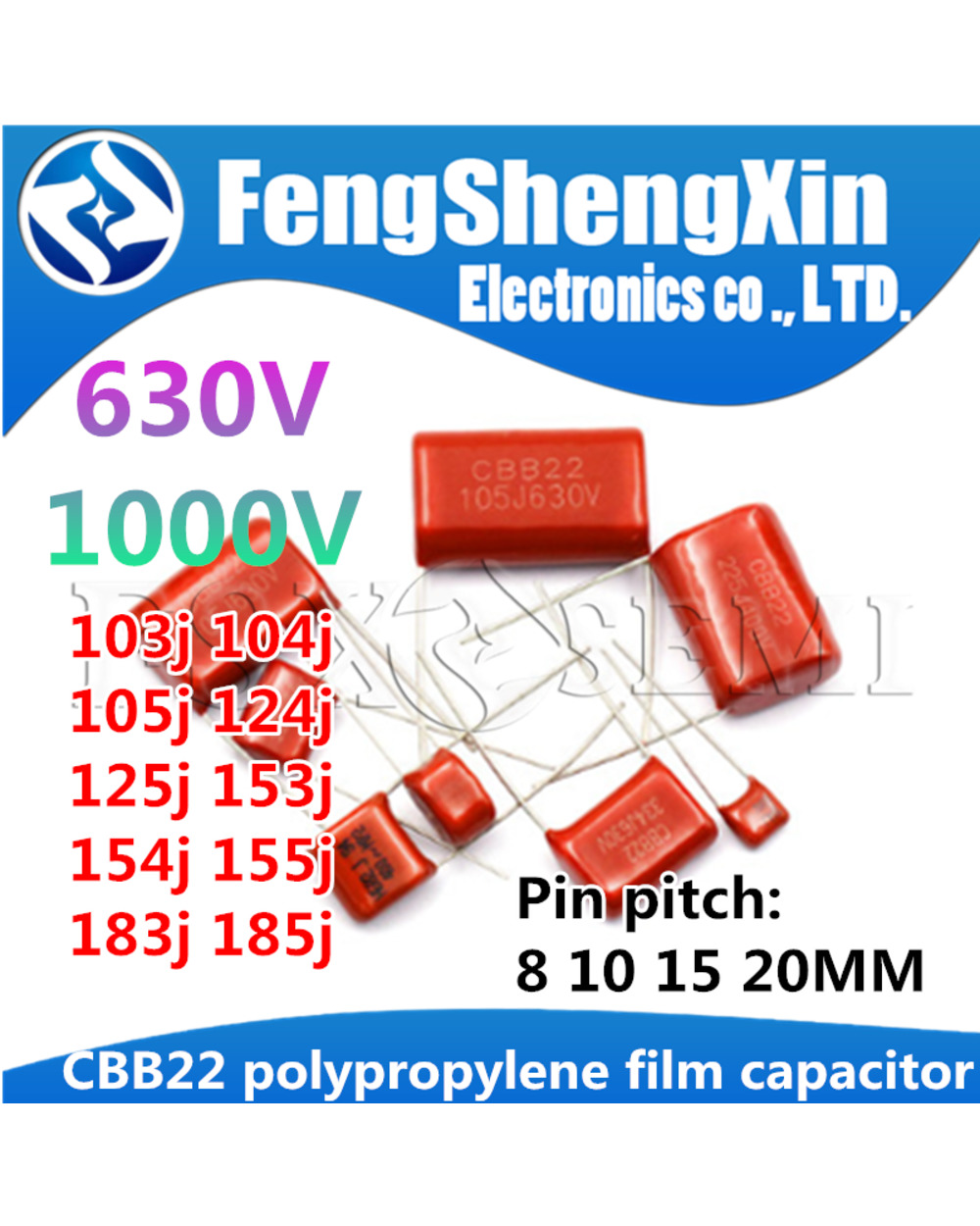 10Pcs Cbb22 Polypropylene Film Capacitor 250V 400V 0.1Uf 0.01Uf 1Uf 102J 103J 104J 105J 115J 125J 135J 154J 155J 175J front-4
