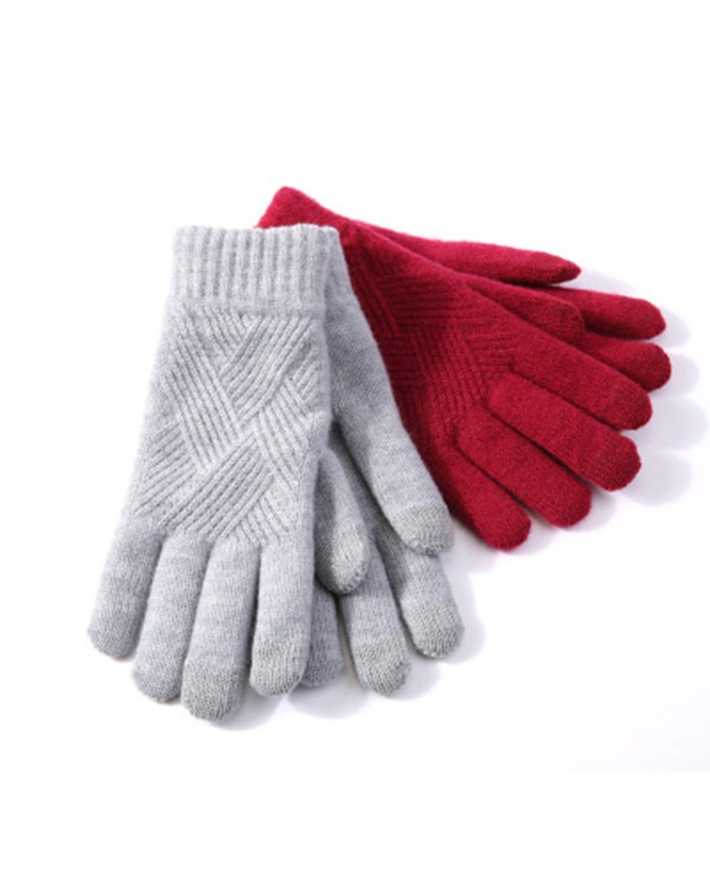 Female Winter Warm Knitted Full Finger Gloves Men Solid Woolen Touch Screen Mittens Women Thick Warm Cycling Driving Gl front-3
