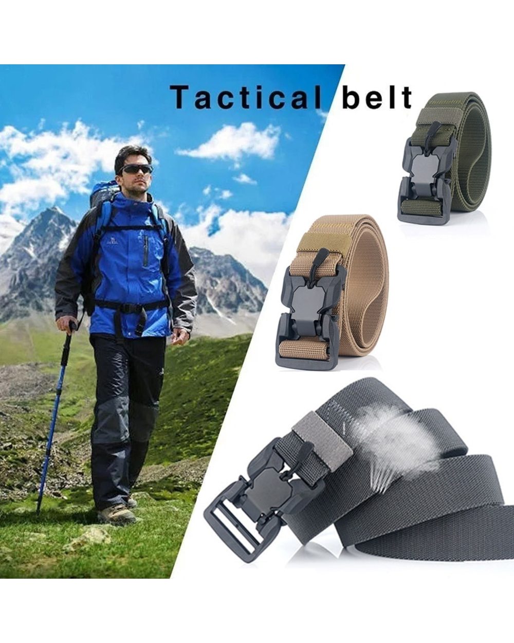Military Nylon Tactical Belt For Men Women Unisex Magnetic Quick Release Buckle Army Outdoor Training Waist Belts Strap front-2