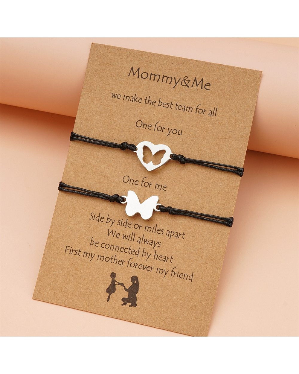 Mother Daughter Bracelets Set 2pcs Mommy and Me Matching Stainless Steel Mother's Day Bracelet front-4