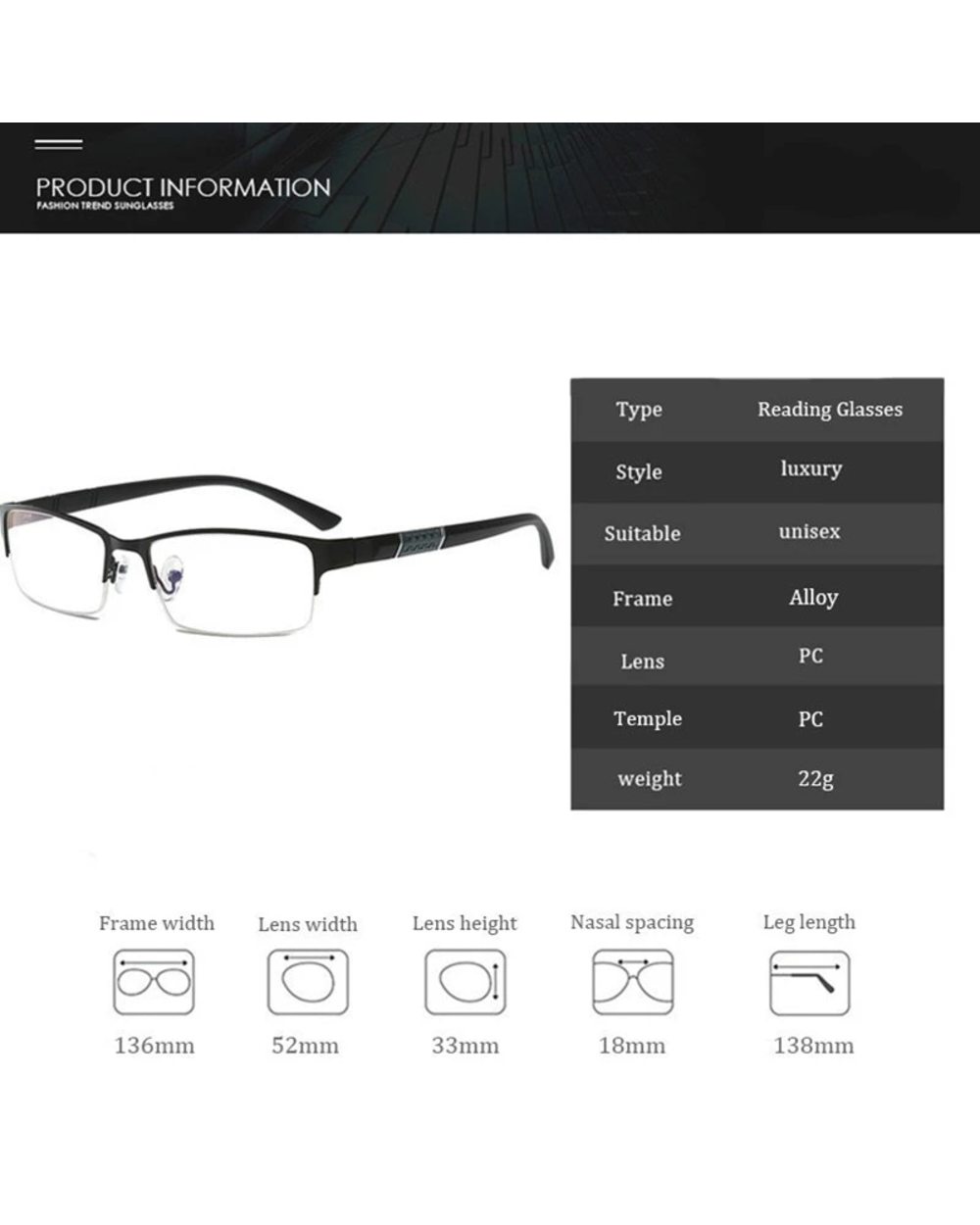 Zuee Metal Frame Anti-Blue Light Reading Glasses Anti-Radiation Fatigue Reading Unisex High Quality Half Frame Diopter front-5