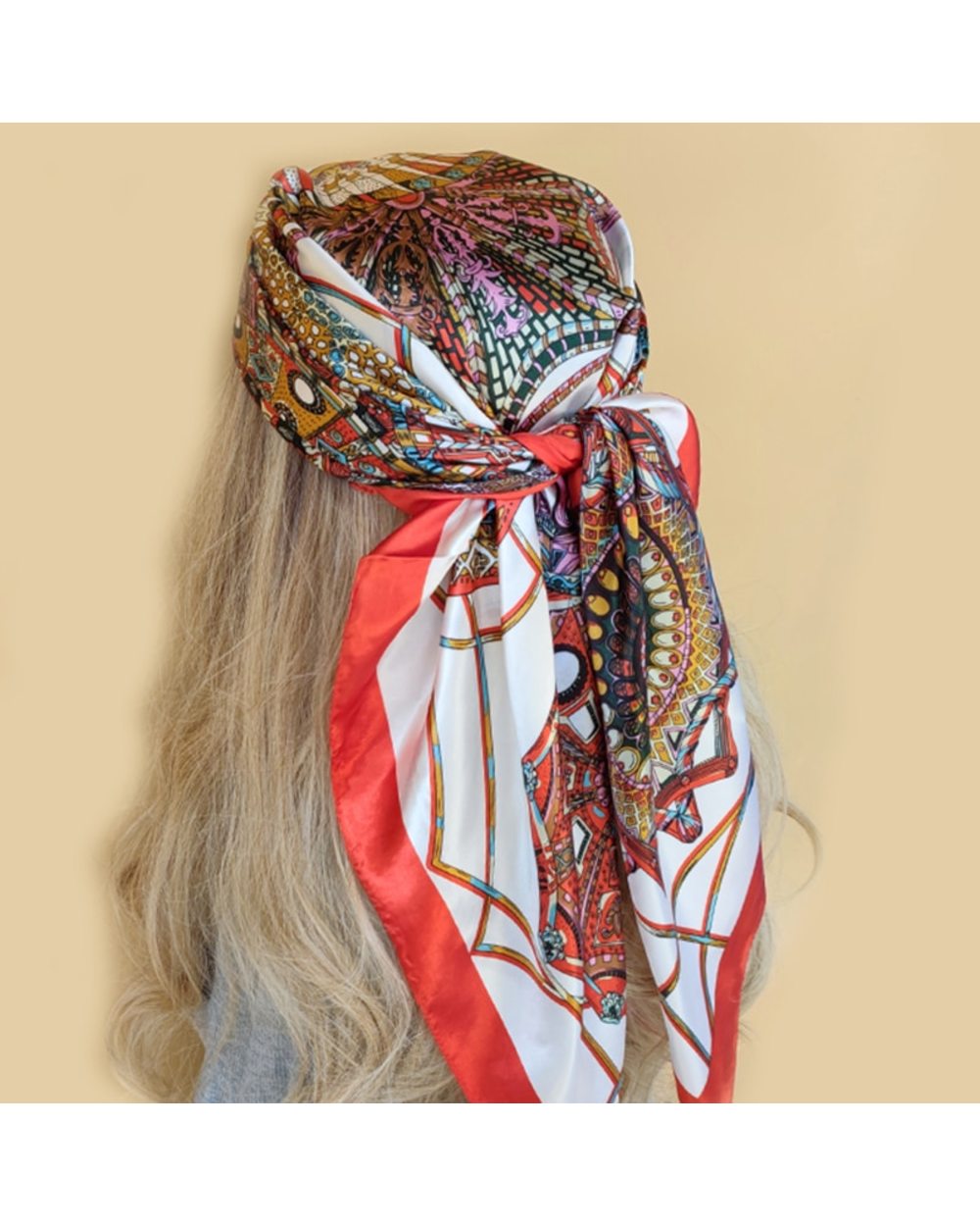 Fashion Travel 90X90cm Bandannas Popular New Style Silk Scarves Four Seasons Beach Sunscreen Shawls Luxury Print Square front-3