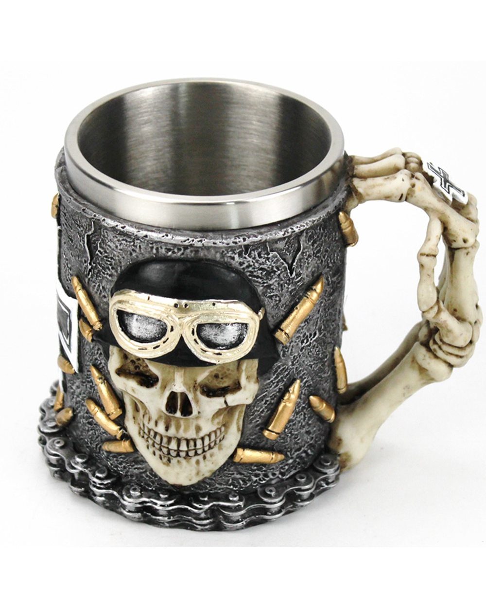 Skull Tankard Gothic Retro Biker Mug front-3