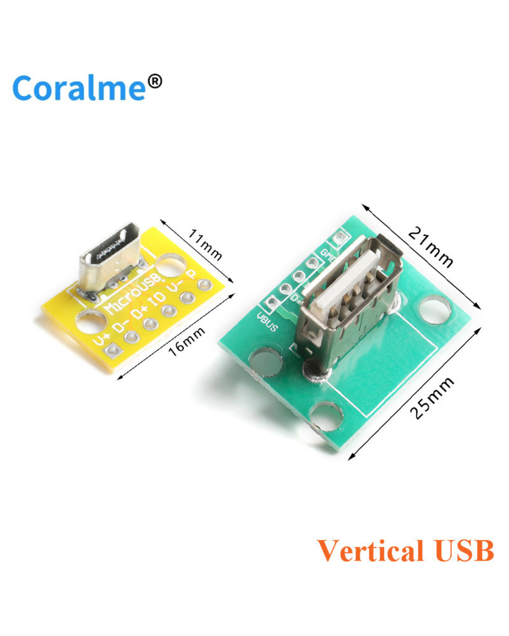 Vertical Usb Microusb Micro Usb 2.0 Female Head A Connector 2.54Mm Pcb Converter Adapter Breakout Board 180 Degree Vert front-0