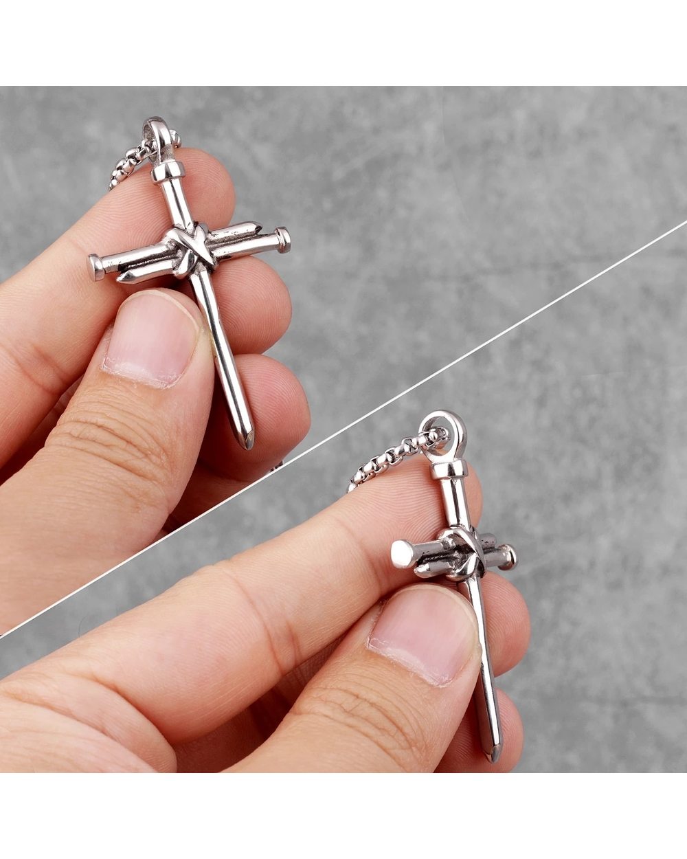 Nail Cross Necklace Vintage front-3