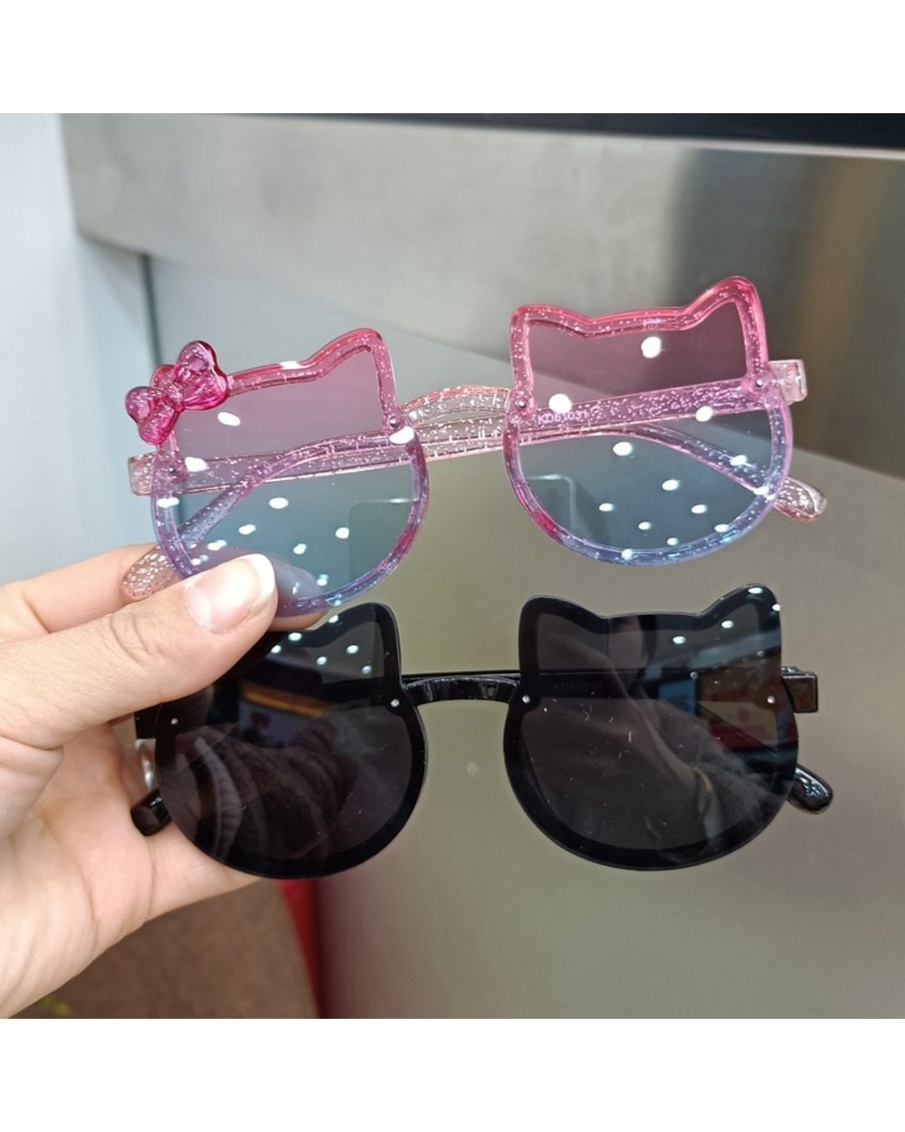 Summer Children Cute Kitty Sunglasses Acrylic Bow Outdoor Uv Protection Sun Glasses Baby Girls Classic Kids Boy Uv400 E front-2