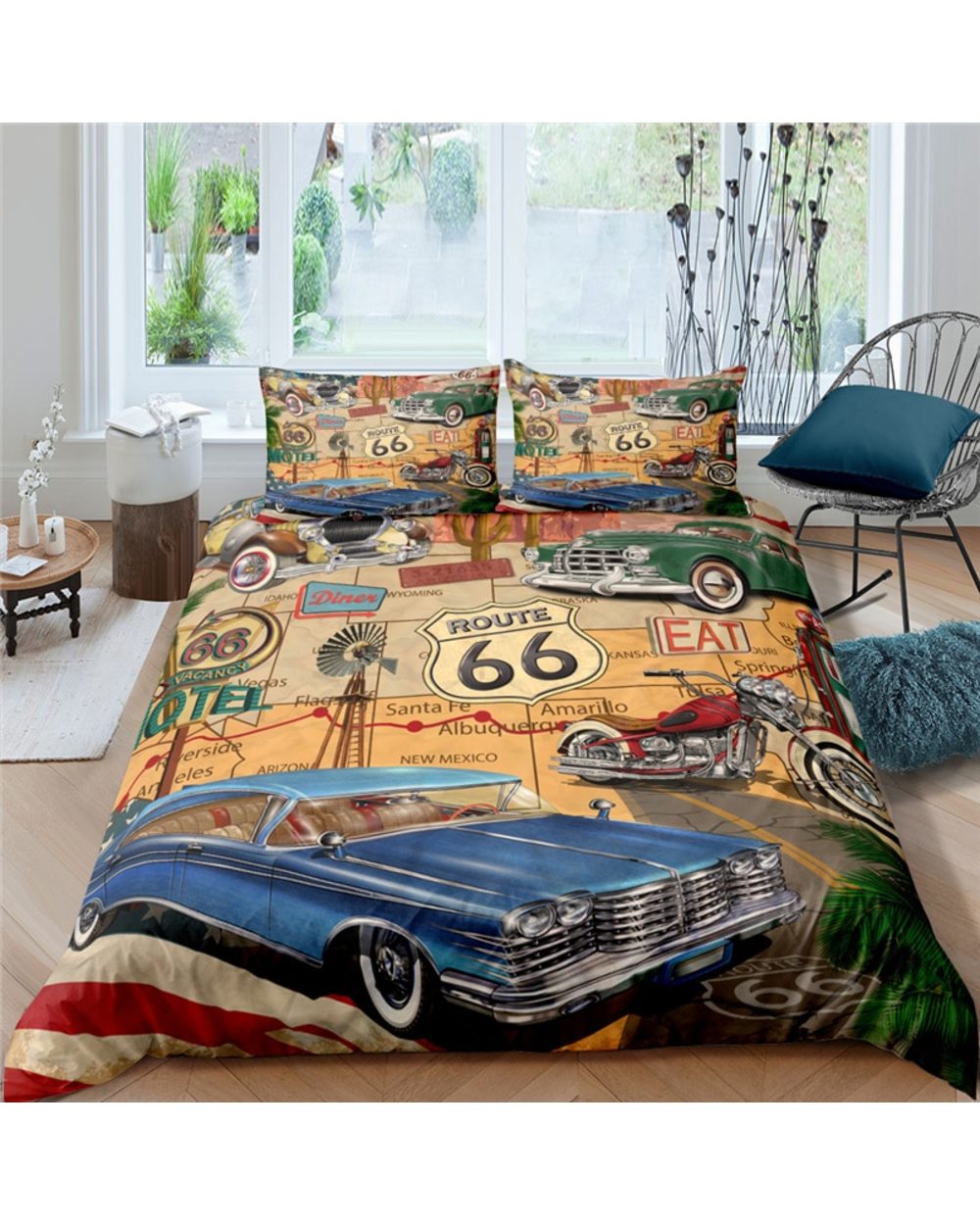 Bedding Set Luxury 3D Retro Motorcycle front-1