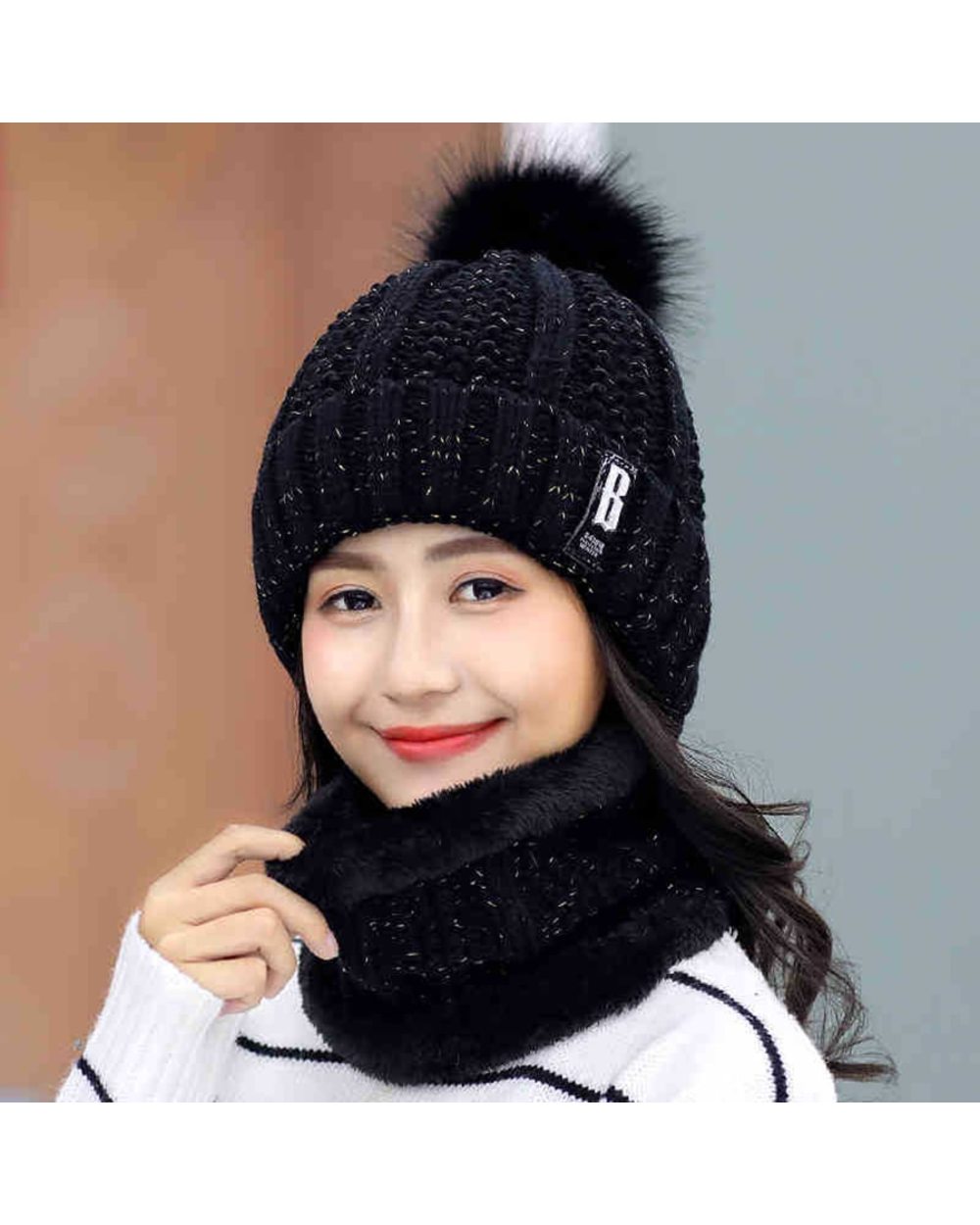 Brand Winter Knitted Beanies Hats Women Thick Warm Skullies Hat Female Knitting Letter Bonnet Beanie Caps Outdoor Ridin front-3