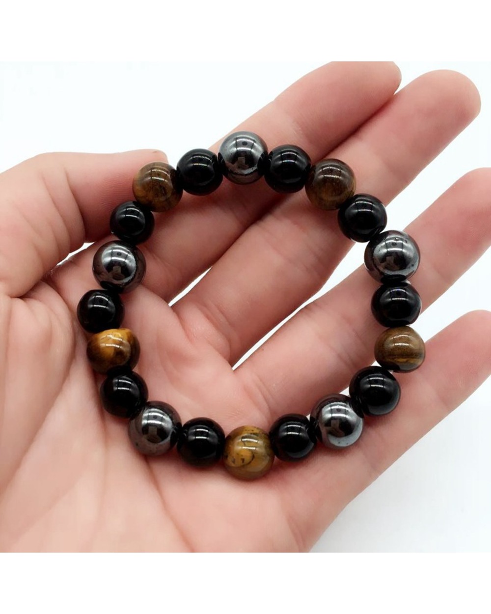 Natural Obsidian Stone Braceket Magnet Tiger Eye Beaded Bracelets Slimming Bracelet Healthy Weight Loss front-4