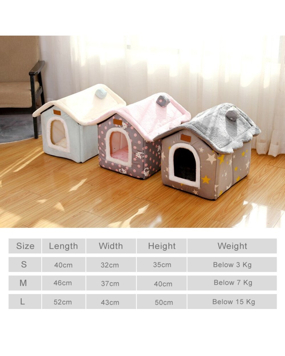 Foldable Dog House Kennel Bed - Small Medium Dog Cat Winter Warm Nest Cave Pet Supplies front-5