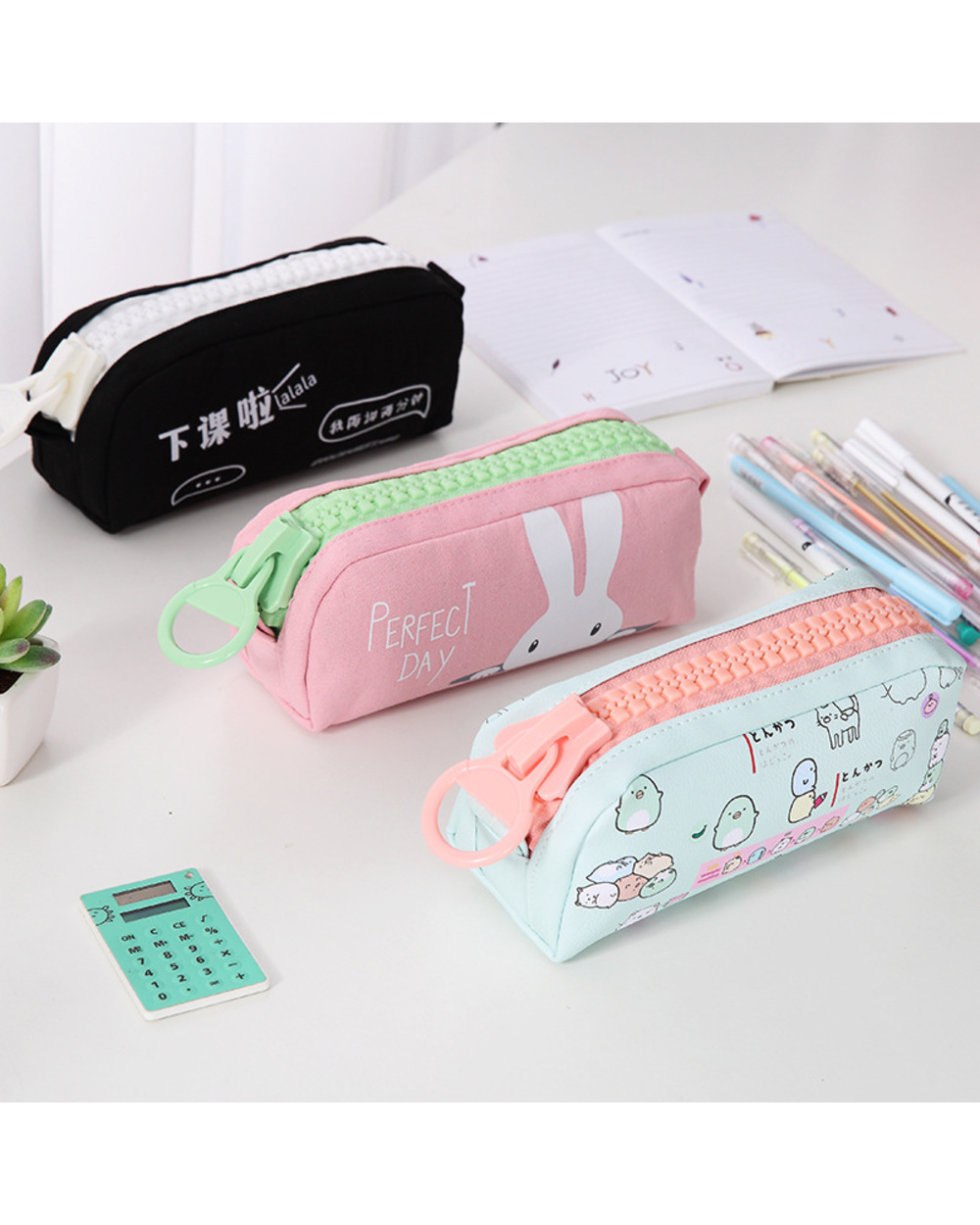 Korean Stationery Pencil Case With Big Zipper Cute Pencil Pouch Large Capacity Pen Bag For Student School Office Suppli front-3