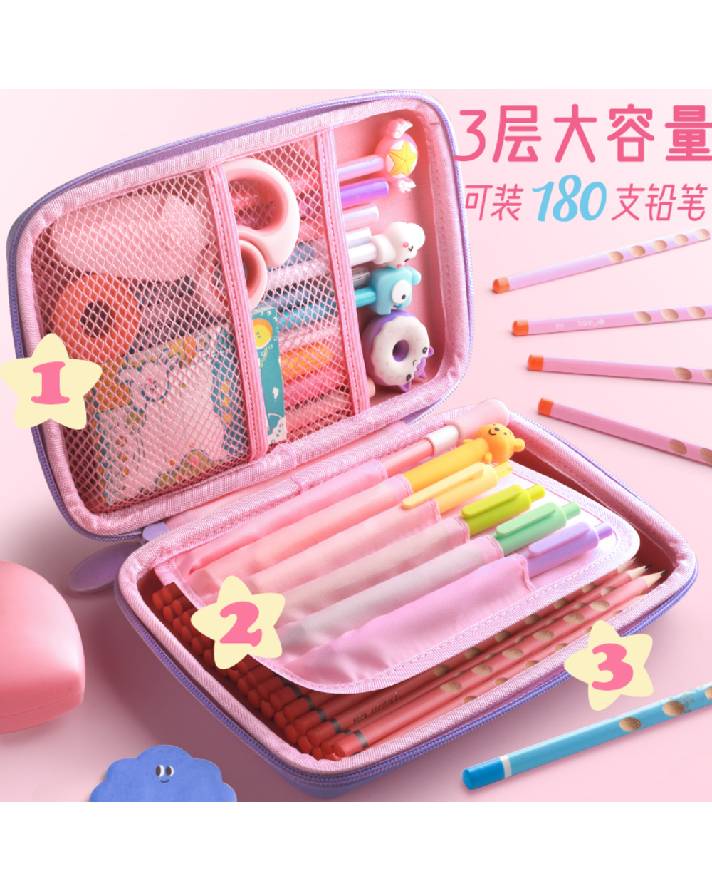 3D Pencil Case Eva Storage Box Lovely Pink Unicorn Cartoon Pen Bag For Kawaii Stationery Gift Pouch School Supplies F front-4