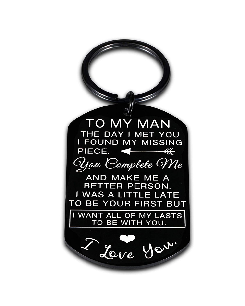 Keychain Birthday Gifts for Boyfriend Husband My Man My Soulmate I love you Couples Keyring for Man front-1