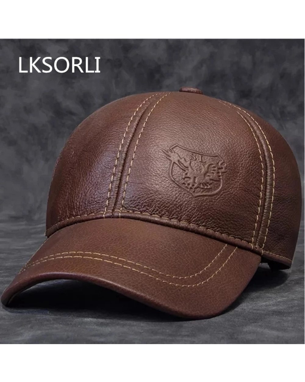 2021 Male Genuine Leather Cowhide 56-60Cm Black/Brown Baseball Caps Eagle Print For Man Casual Street Gf Gorras Dad Hat front-0