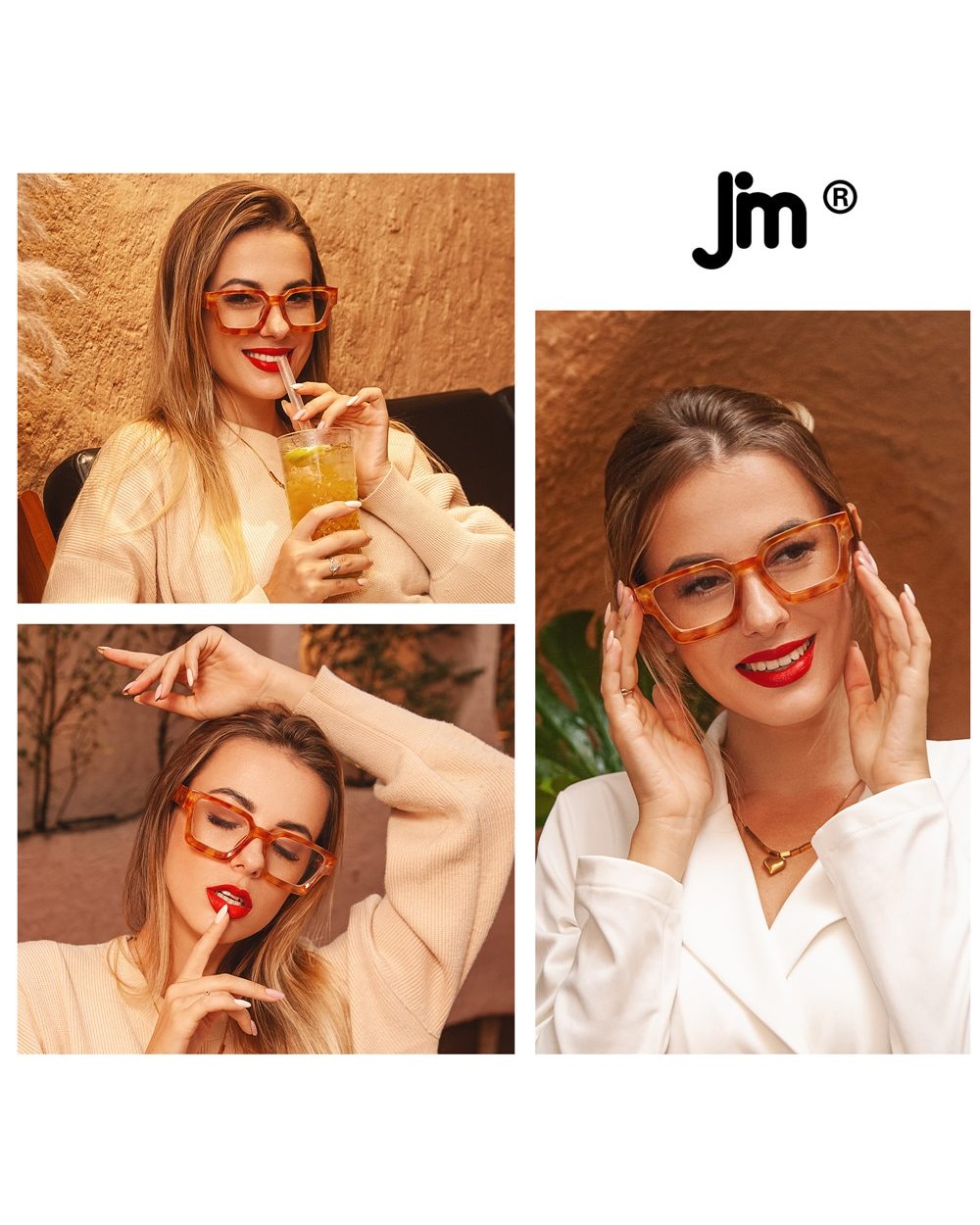 Jm Anti Blue Light Square Women Reading Glasses Presbyopic Glasses Diopters +1 1.5 2.0 2.5 3.0 3.5 4.0 front-2