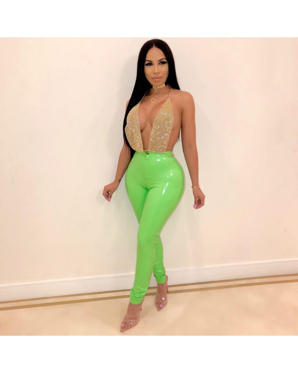 Women Latex Faux Leather Pants Trousers Push Up High Waist Skinny Pants Pencil Fall Winter Solid Color Sexy Pants Female front-0