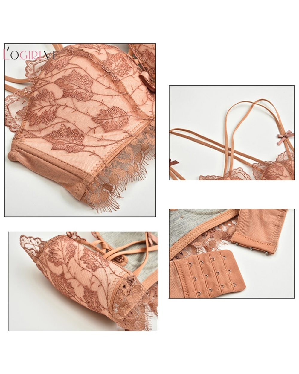 Sexy Deep V Underwear Set Women Lingerie Set Lace Push up Bra Panties Sets front-5