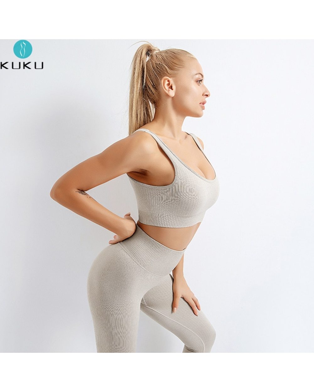 Long Sleeve Yoga Pant Set Seamless Yoga Set Workout Clothes For Women Fitness Clothing Sportswear front-1