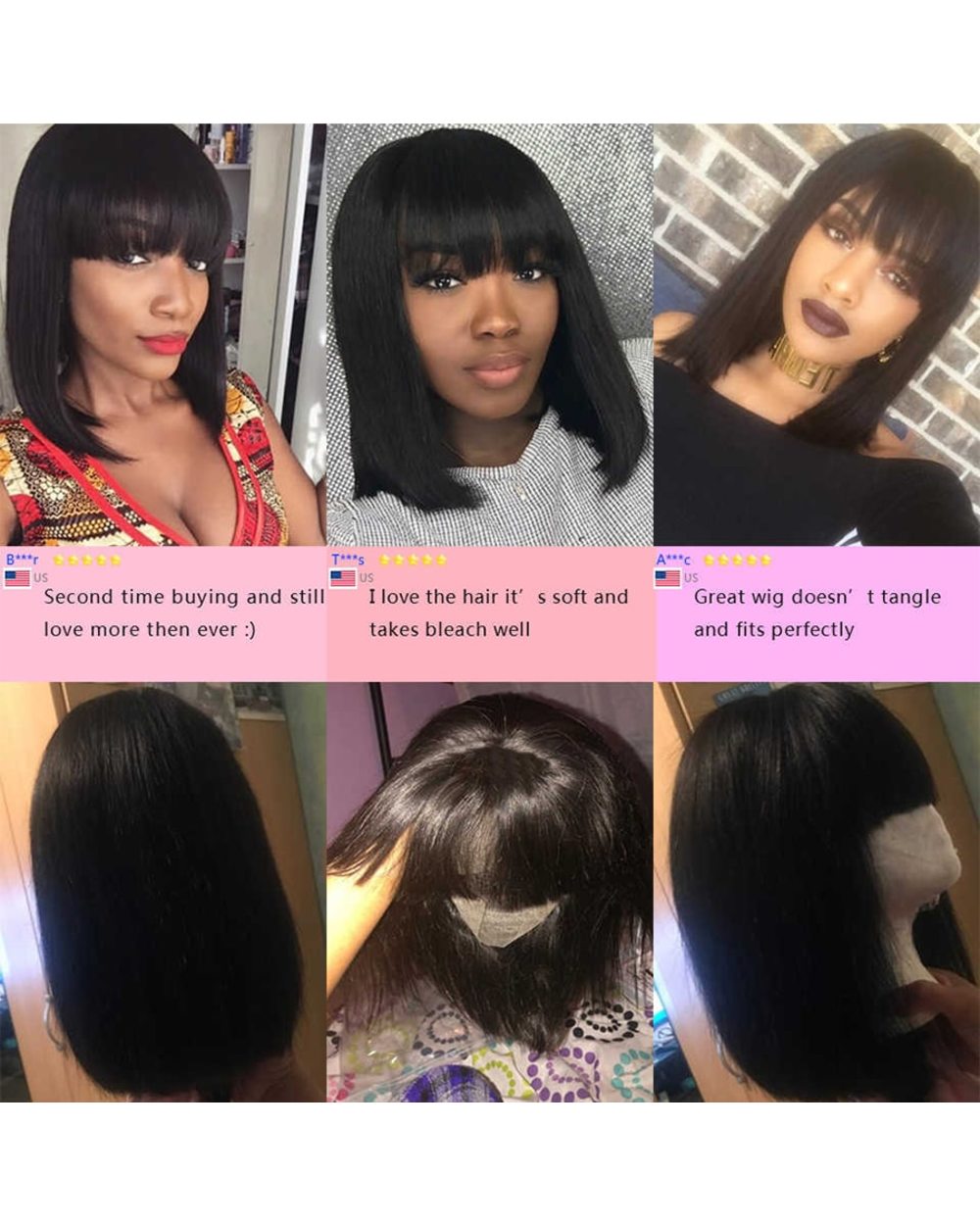 Short Bob Wig With Bangs100 Human Hair Wig With Bangs Straight Brazilian Hair Wig For Black Women Perruque Cheap Human front-5