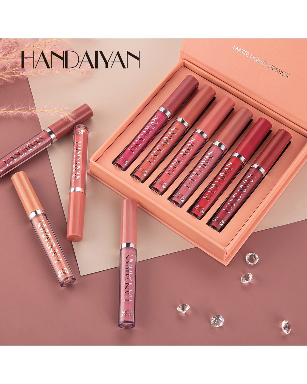 HANDAIYAN Lipgloss Cosmetics Liquid Lipstick Matte Lip Gloss Waterproof Long Lasting Moisturizing Day Lip Makeup front-5