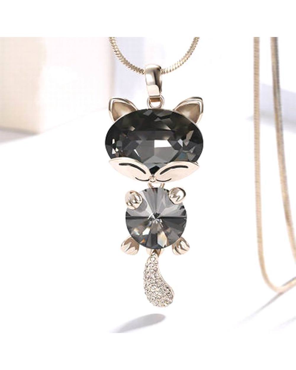 Mainecoon Cat Necklace Ladies Classic Long Chain Sweater Pendant Dress Accessories High Sense Luxury Charm Jewelry front-1
