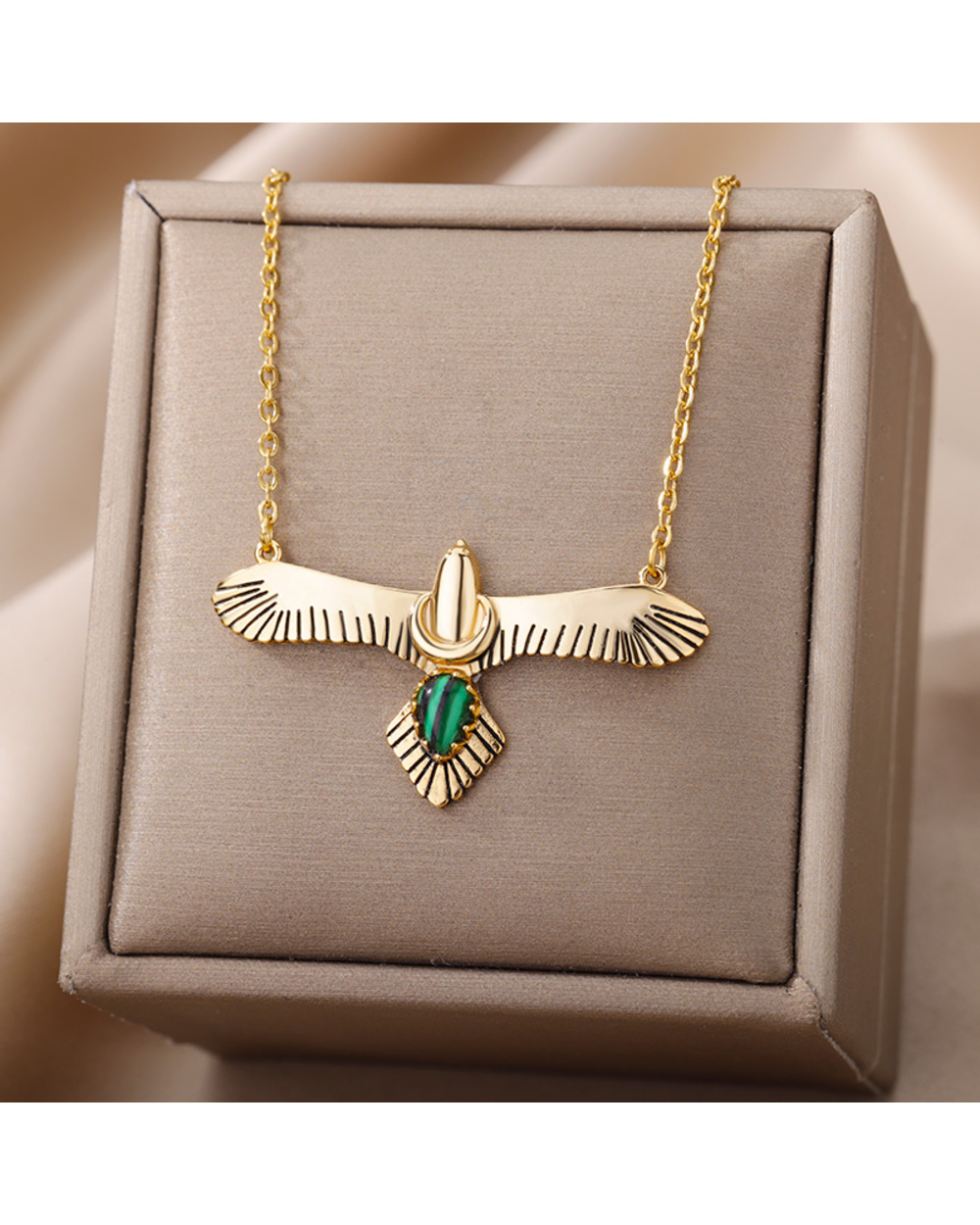 Vintage Eagle Pendant Necklaces For Women Stainless Steel Anima Wings Choker Necklace front-3