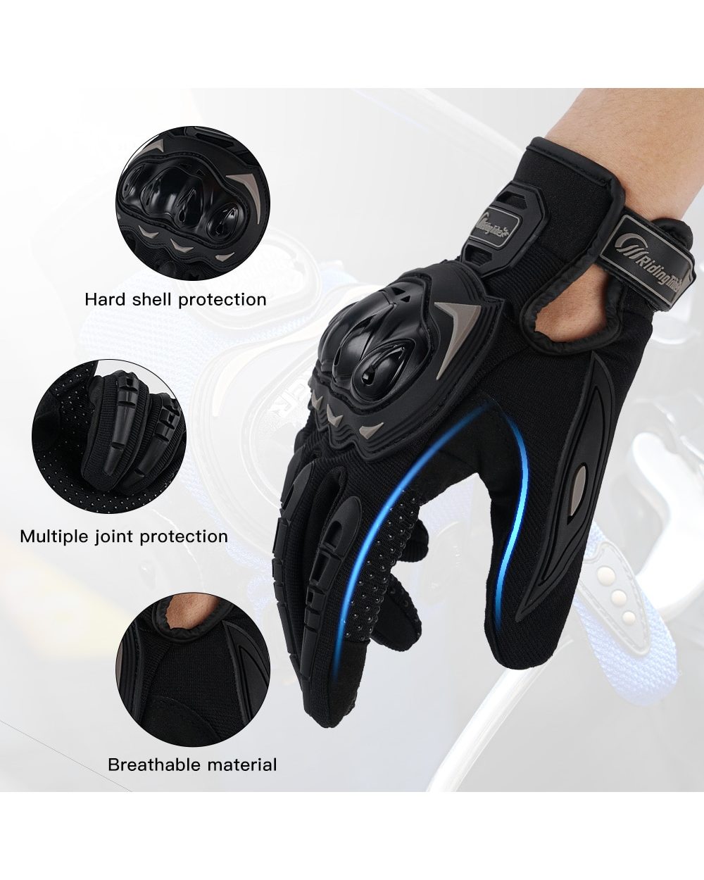 Motorcycle Glove Moto PVC Touch Screen Breathable Powered Motorbike Racing Riding Protective Gloves Summer front-1