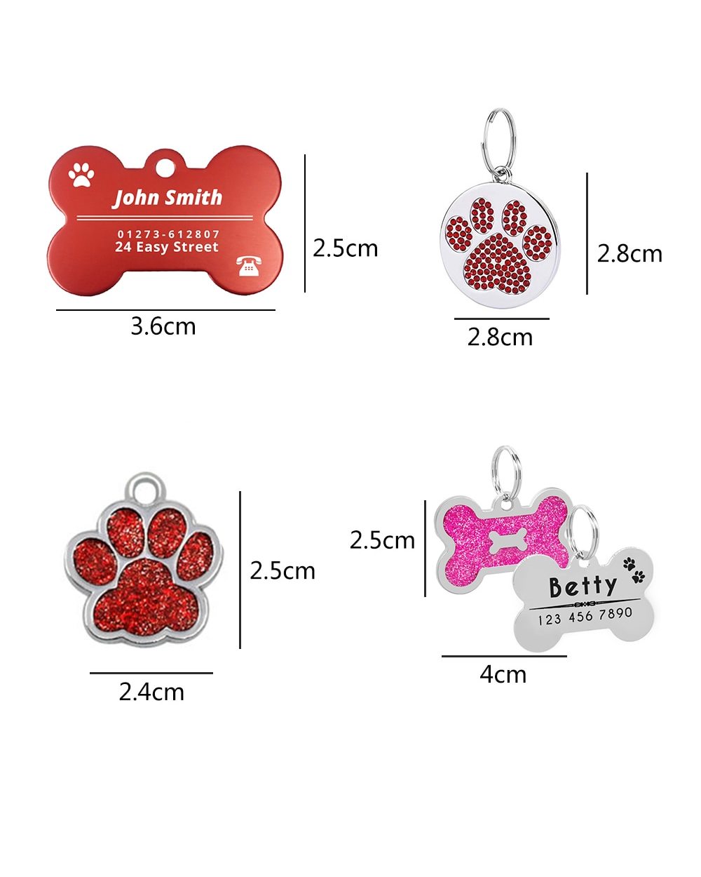 Pet ID Tags Personalized Dog Name Tags Small Large Cat Pet Collar Tag Pet Accessories Bone Paw Glitter German Shepherd front-1