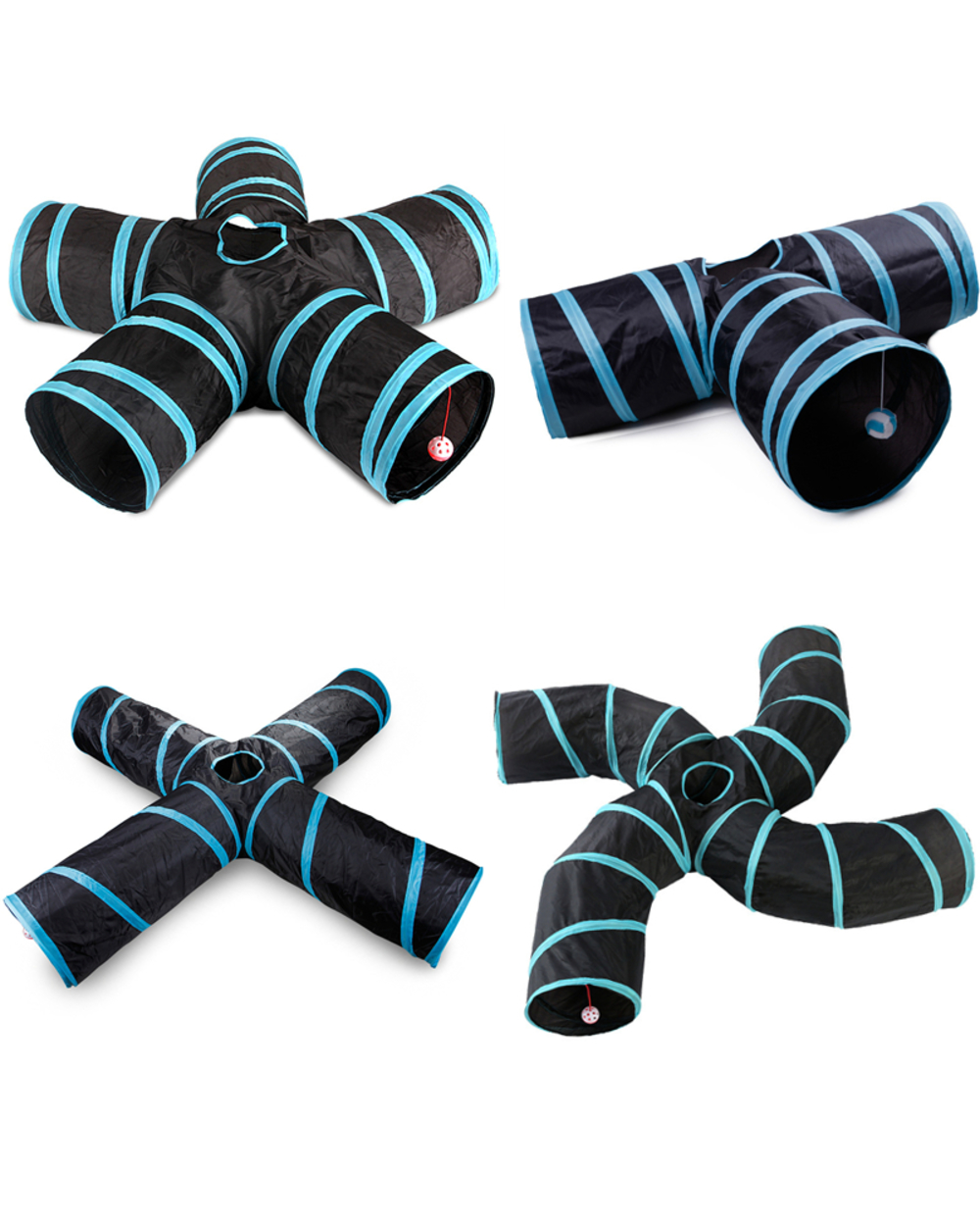 Indoor 2/3/4 5-Way Collapsible Cat Tunnel Tube Kitty Tunnel Bored Cat Pet Toys Peek Hole Toy Cat Puppy Kitty Kitten Rab front-0