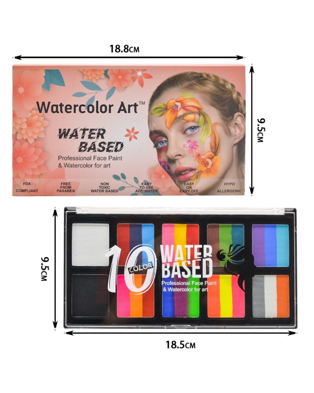 10 Colors Fancy Dress Beauty Makeup Tool Face Body Art Paint Water Based Oil Painting Halloween Party Makeup Kit front-4