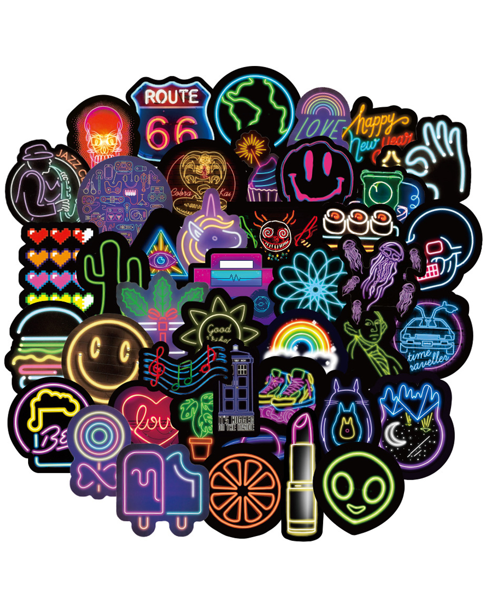10/30/50PCS Cool Neon Light Graffiti Stickers DIY Motorcycle Travel Luggage Phone Guitar Fridge Laptop Fun Kids Sticker front-2