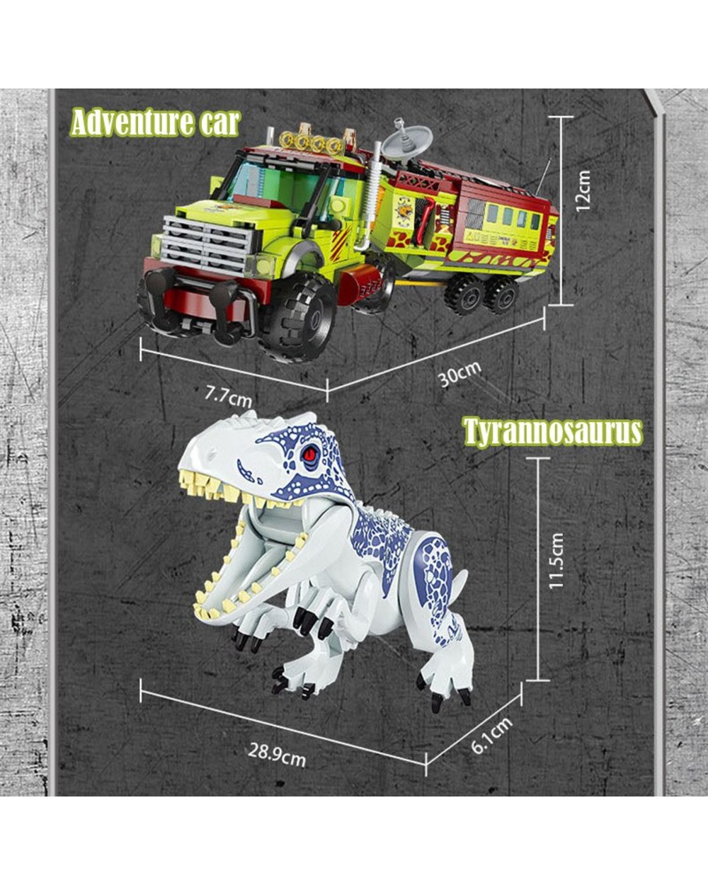 Tyrannosaurus Velociraptor Off road Vehicle Dinosaurs Figures Jurass Building Blocks Dinosaurs Toys Jurassiced World front-3