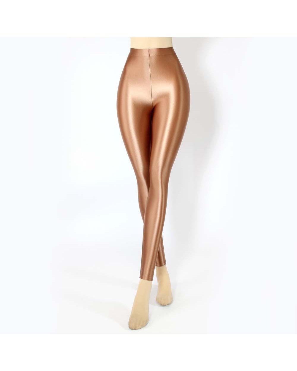 Golden Silver Glossy Pants Sexy Tight High Waisted Leggings Pantyhose Sexy Satin Glossy Sports Swim Pants front-3