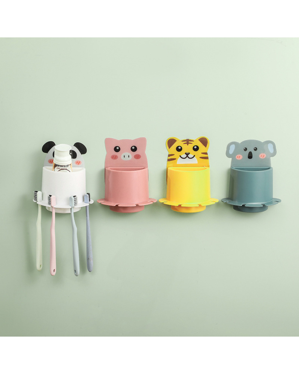 Cartoon Animal Toothbrush Holder Wall Mounted Antibacterial Tooth Brush Storage Rack Bathroom Organizer front-5