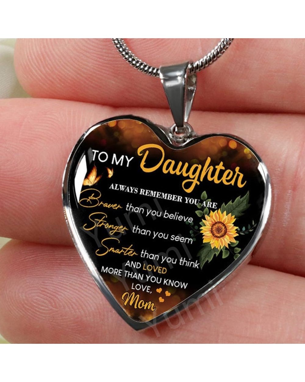 To My Daughter Exquisite Heart Pendant Necklace To Daughter From Mom front-1