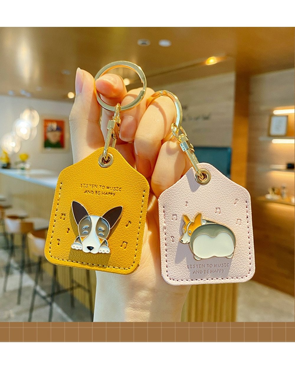 Cartoon Corgi Dog Card Cover Keychain Bag Corgi Dog Pendant Creative Gift front-3