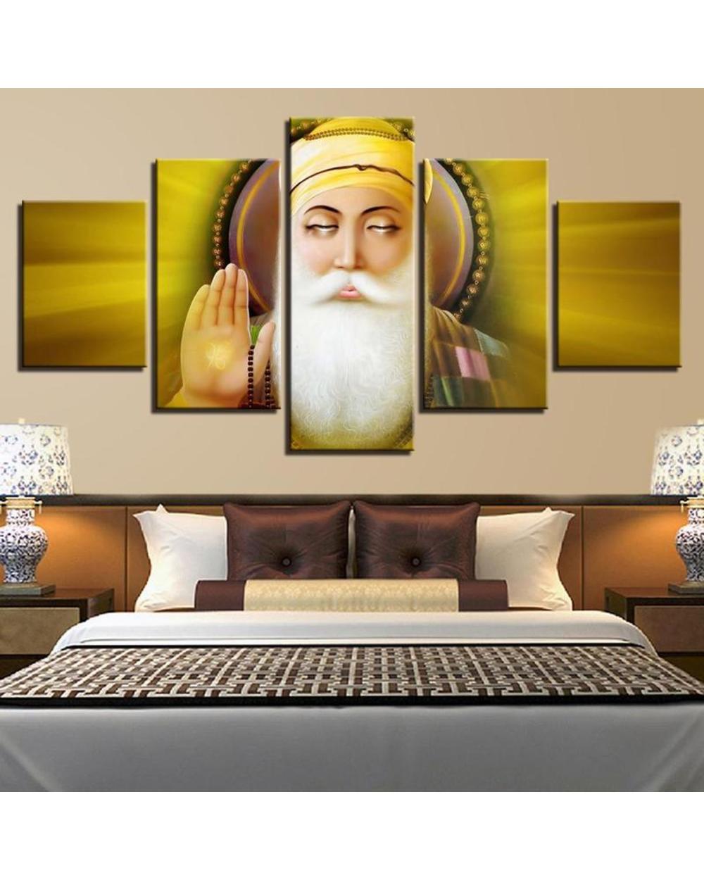 Guru Nanak Picture Print Religion 5 Panel Canvas Art Wall Decor front-0